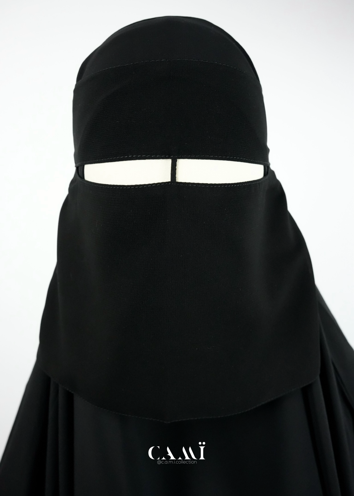 Niqab extra short black single layer