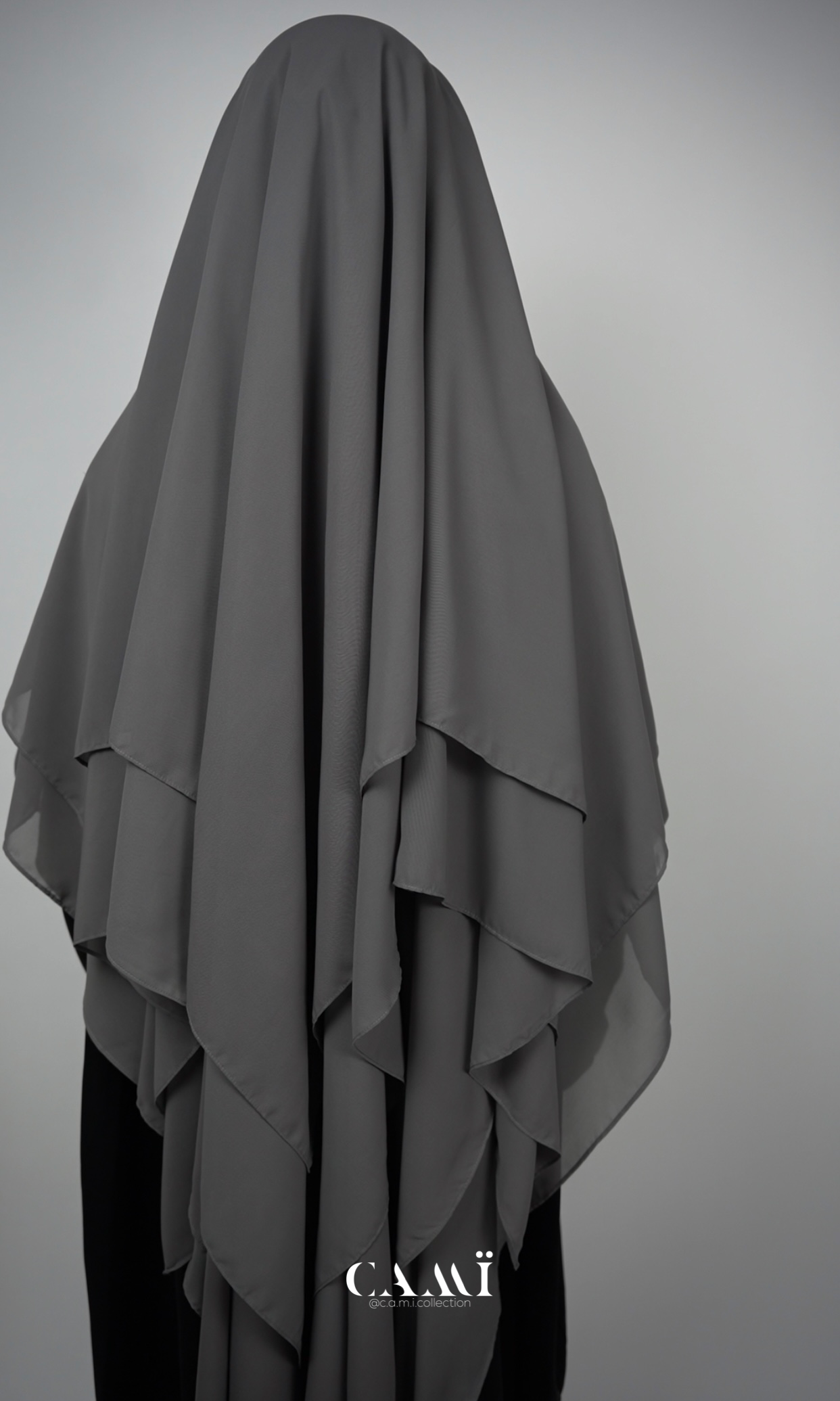 three layer niqab grey