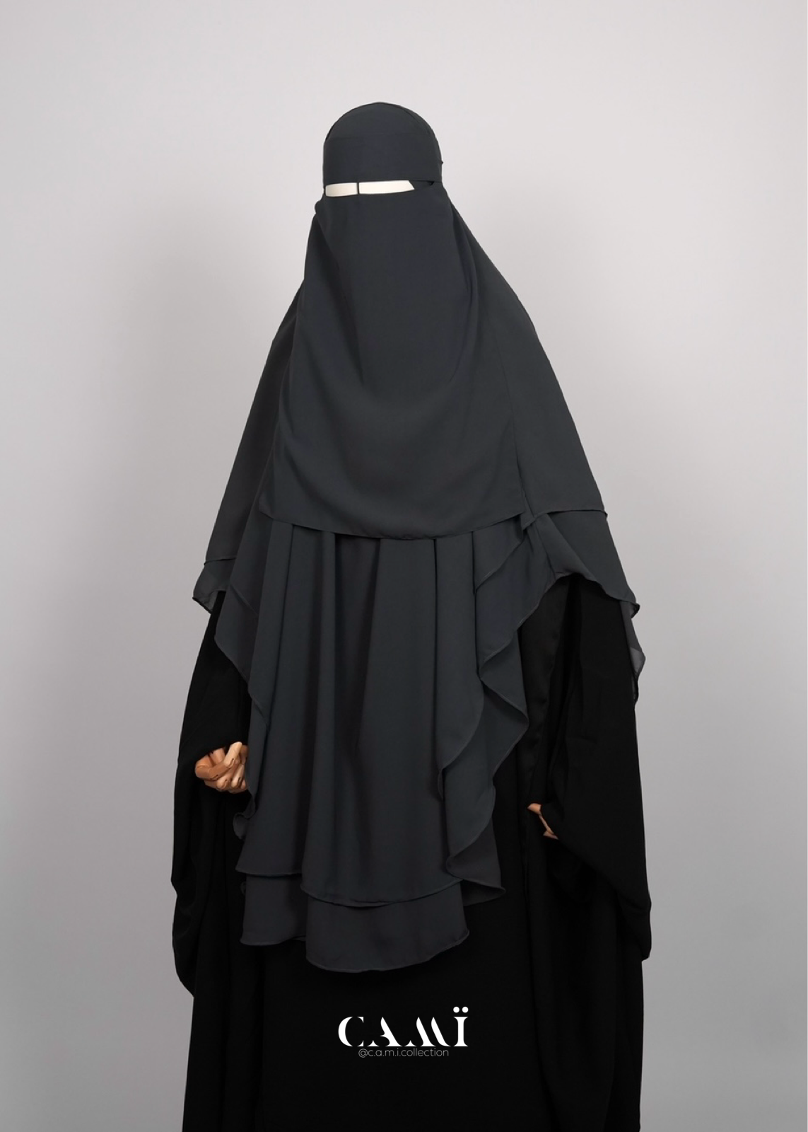 Khimar Chiffon 2-lagig dunkelgrau