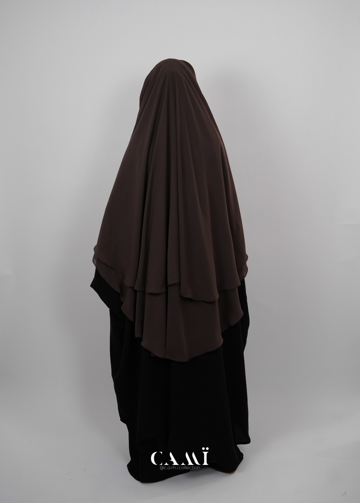 Dreilagiger Niqab extra lang mit rundem Schnitt dark taupe