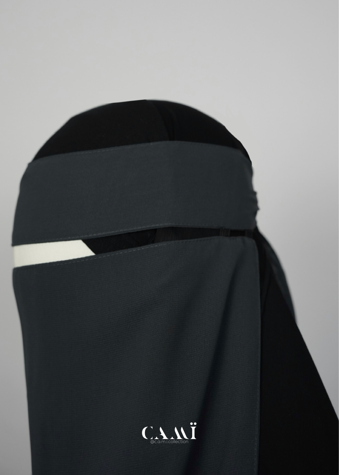 Niqab mit elastischen Seiten | pull down Niqab dunkelgrau