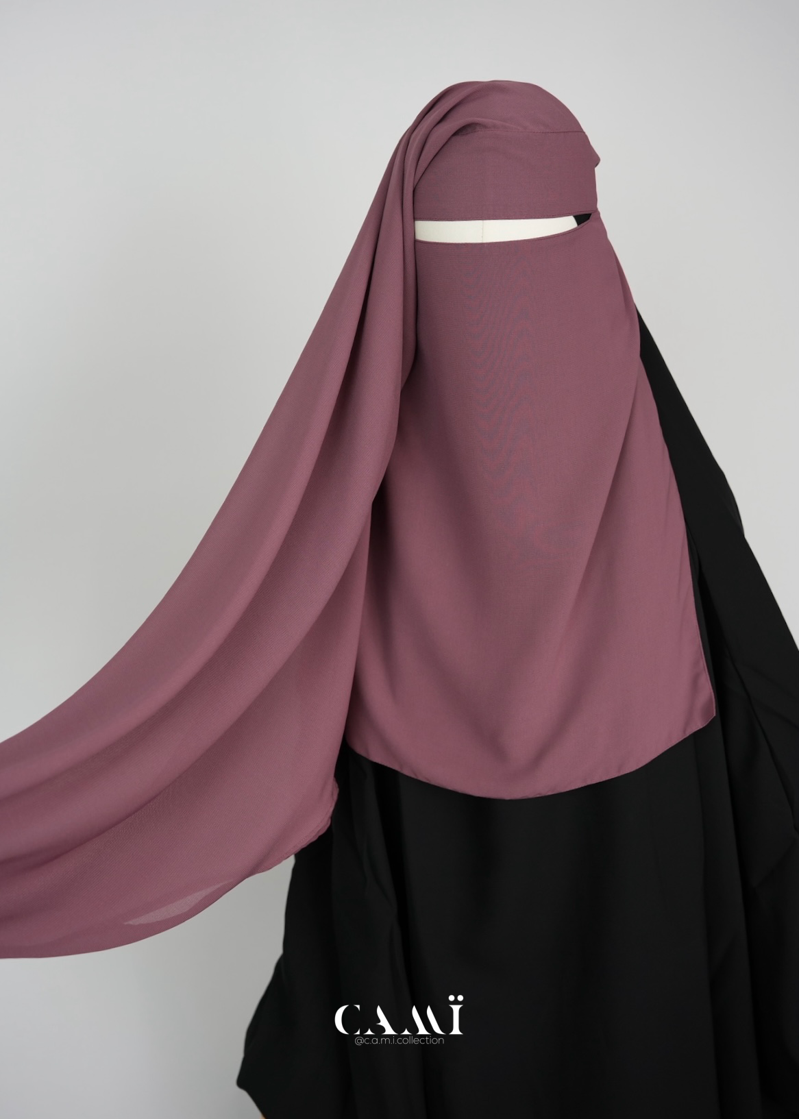 Zweilagiger Niqab mit rundem Schnitt mauve
