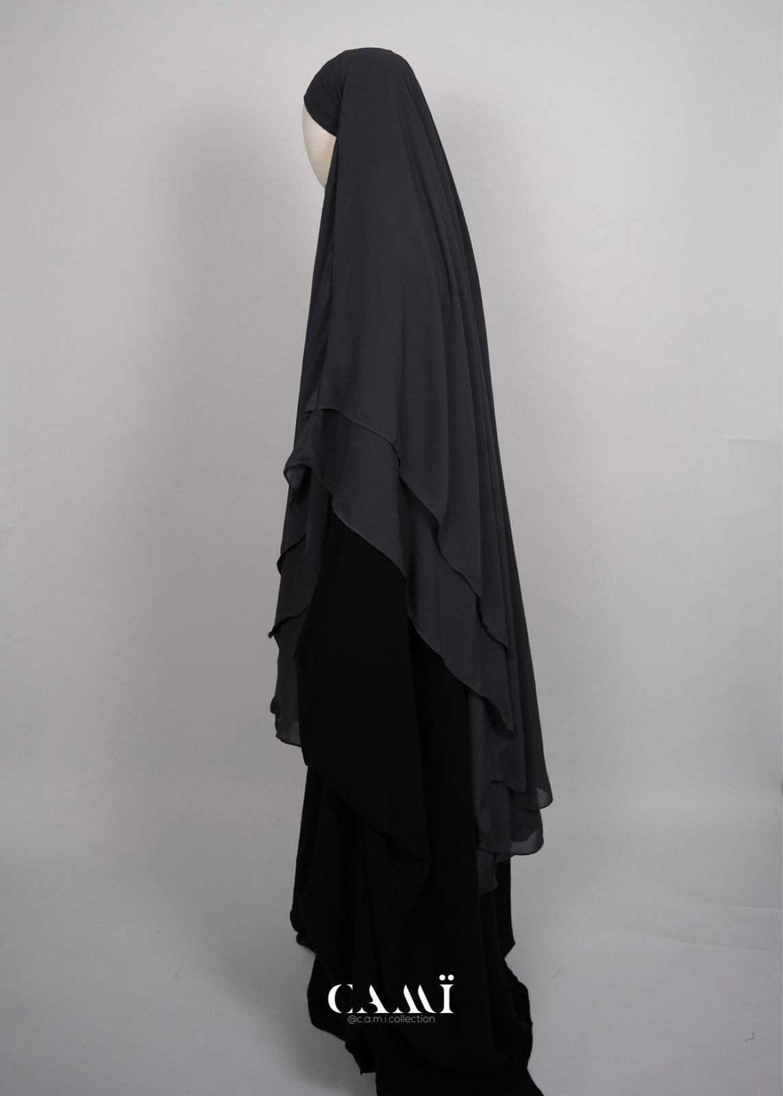 Khimar Chiffon 2-lagig dunkelgrau