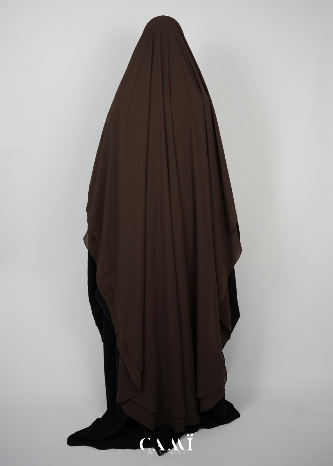 Khimar Chiffon 2-lagig extra lang | dunkelbraun