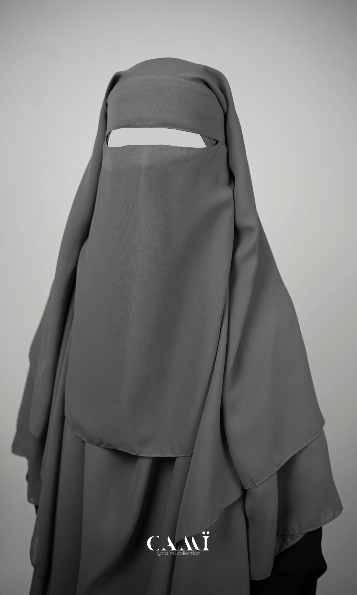 three layer niqab grey