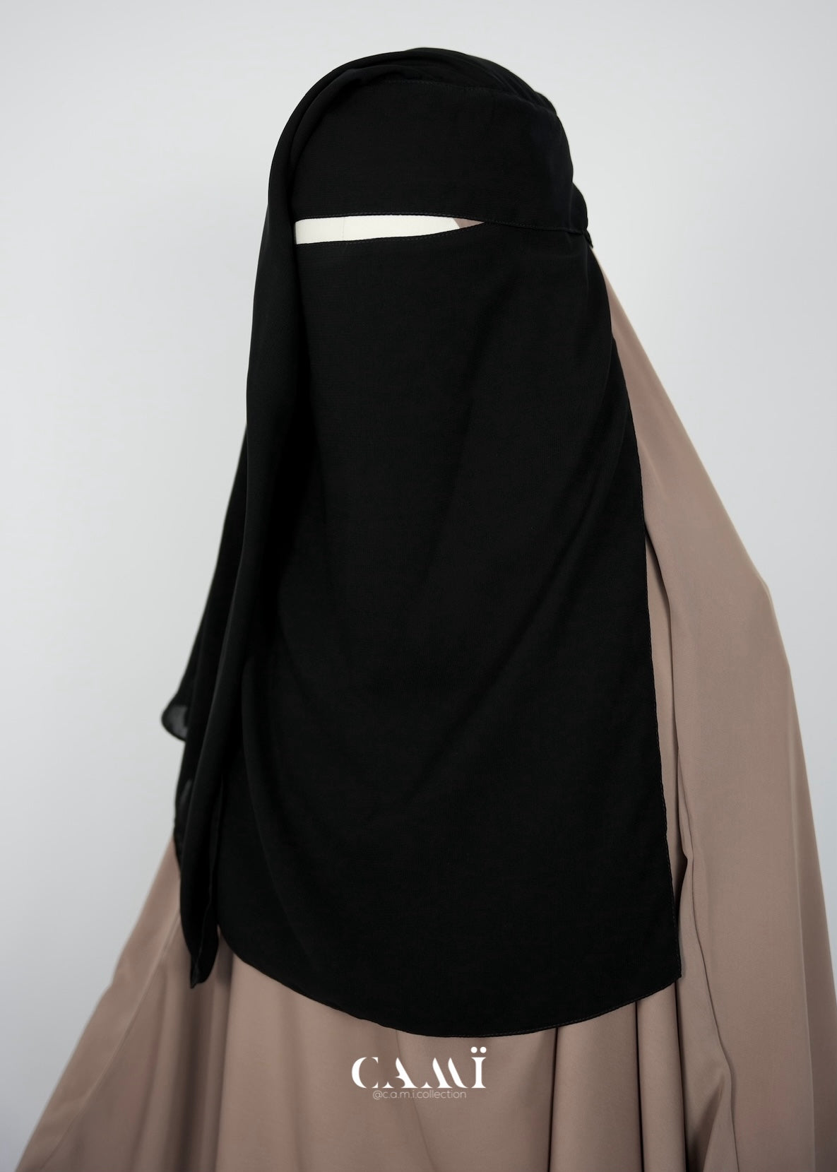 Zweilagiger Niqab schwarz kurz
