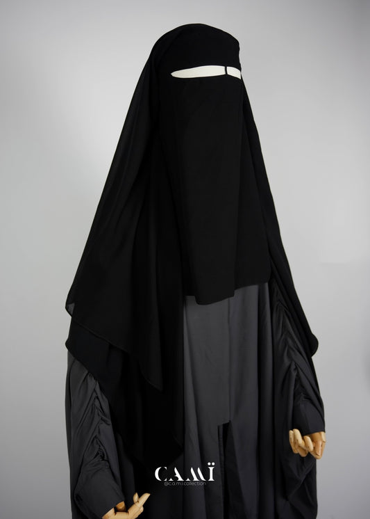 Dreilagiger Niqab schwarz