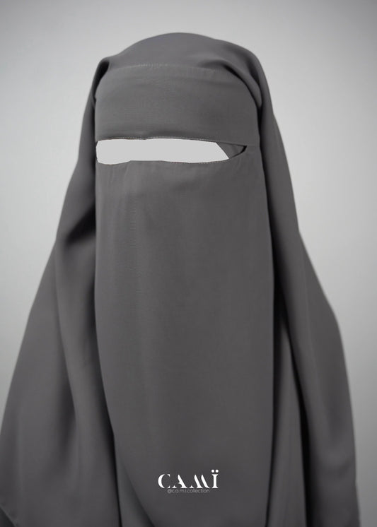 Dreilagiger Niqab grau