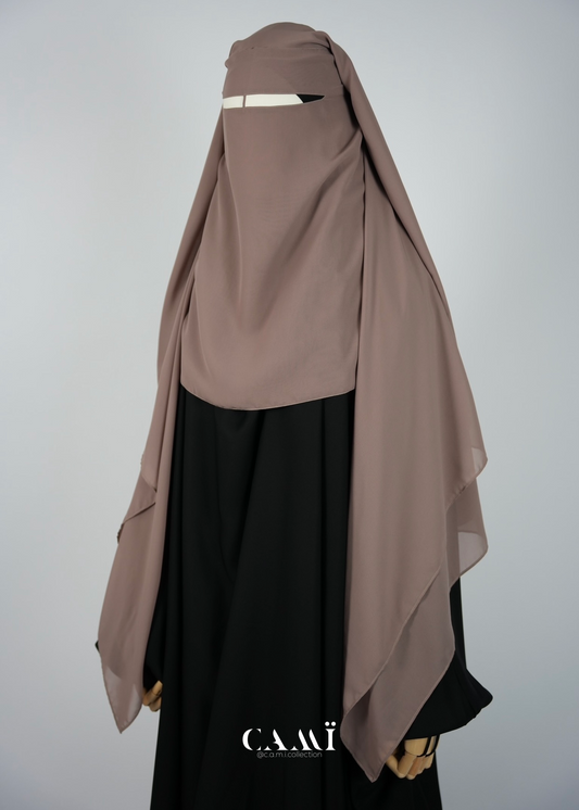 Three-layer niqab taupe