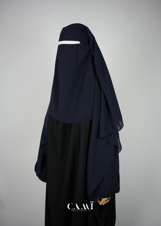 Three-layer niqab dark blue