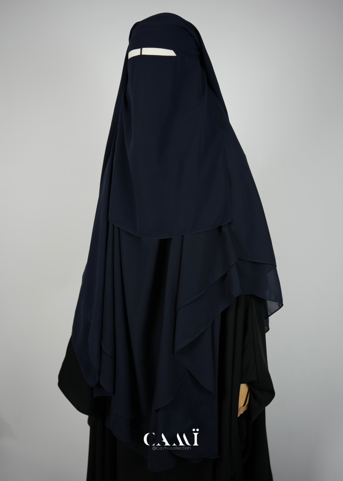 Three-layer niqab dark blue