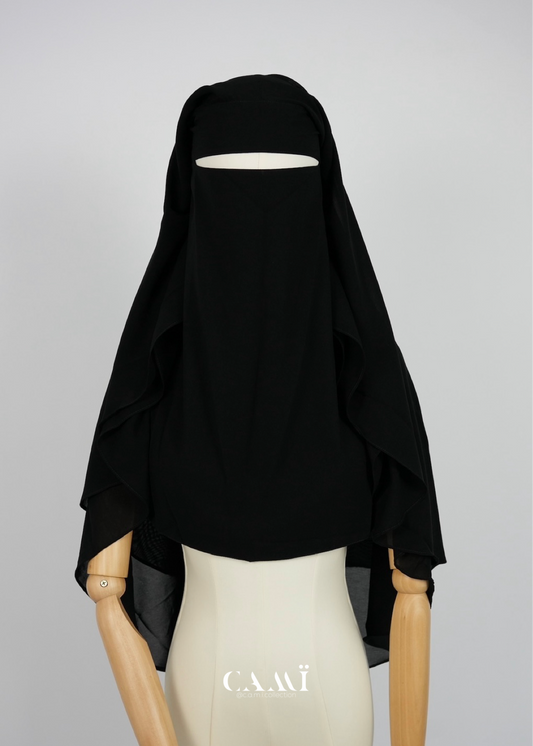 Medium 3 Layer Niqab black | round cut