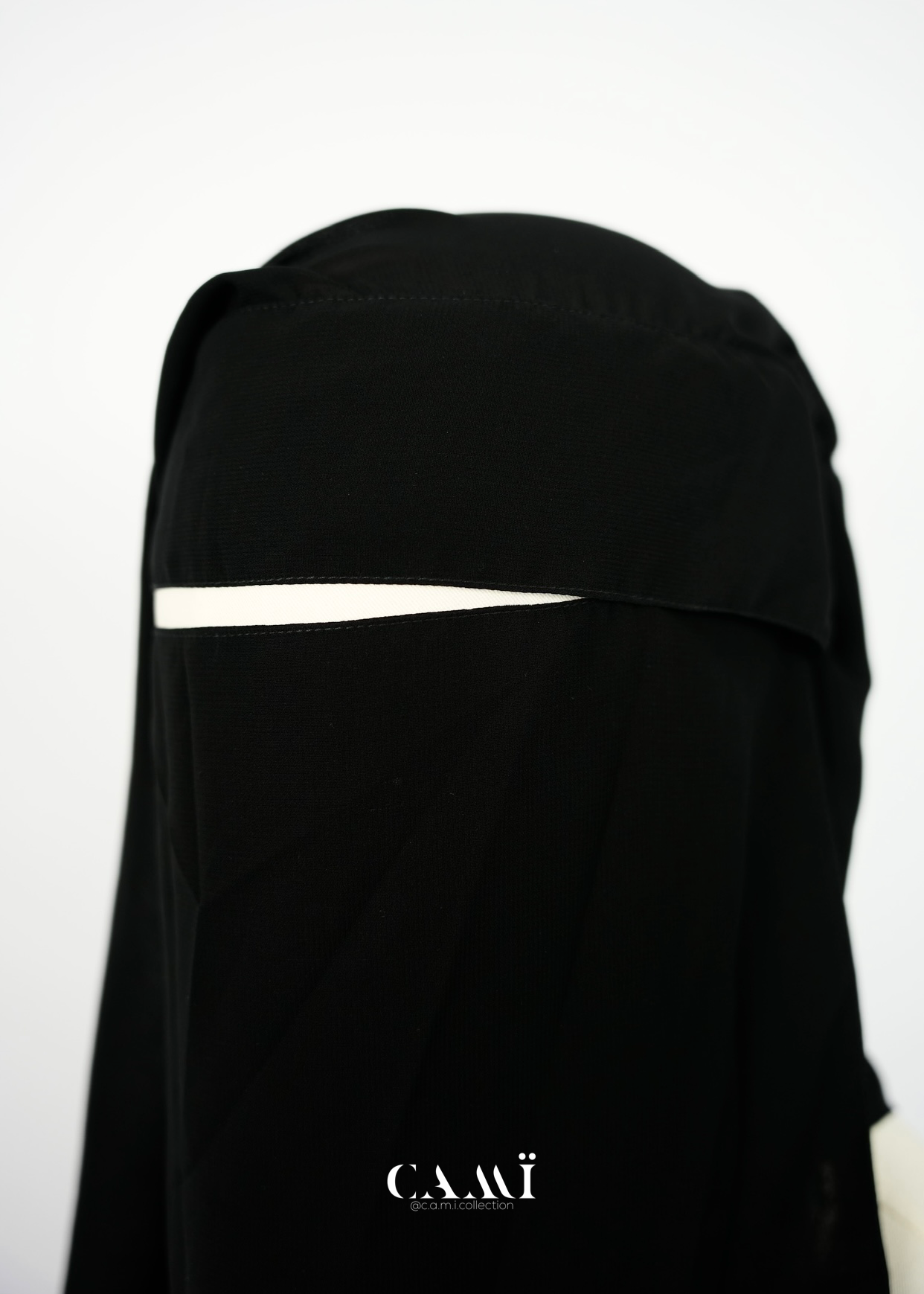 Extra Long 2 Layer Niqab with flap black | round back