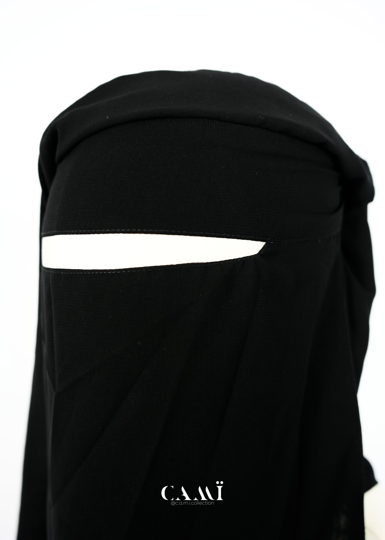 Extra Long 2 Layer Niqab with flap black | round back