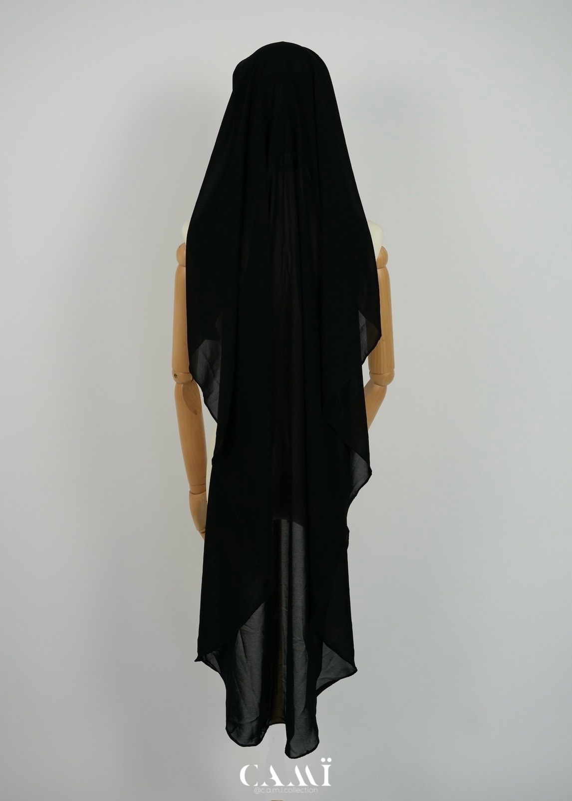 Extra Long 2 Layer Niqab with flap black | round back