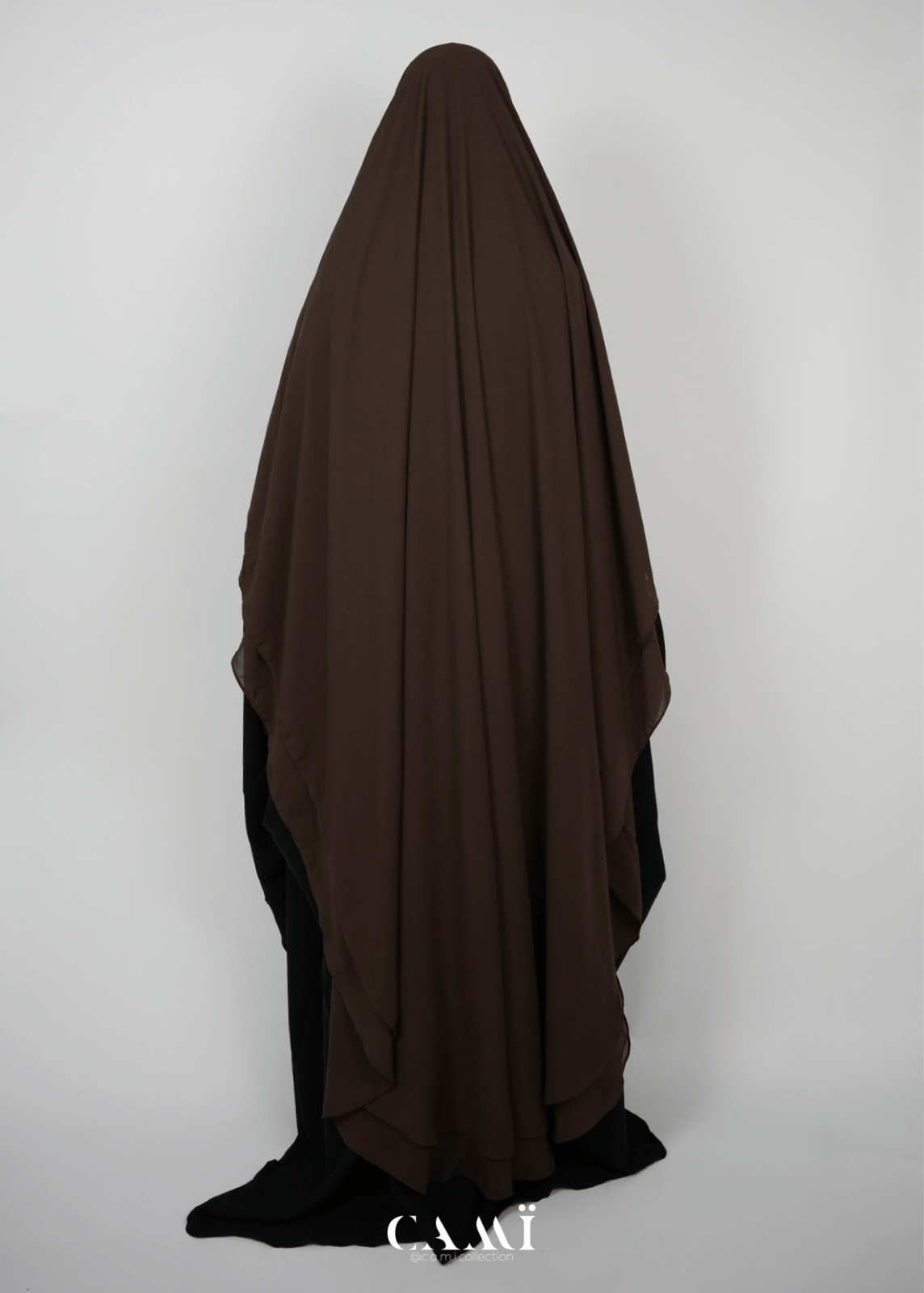 Khimar Chiffon 2 - lagig extra lang | dunkelbraun - CAMÏ