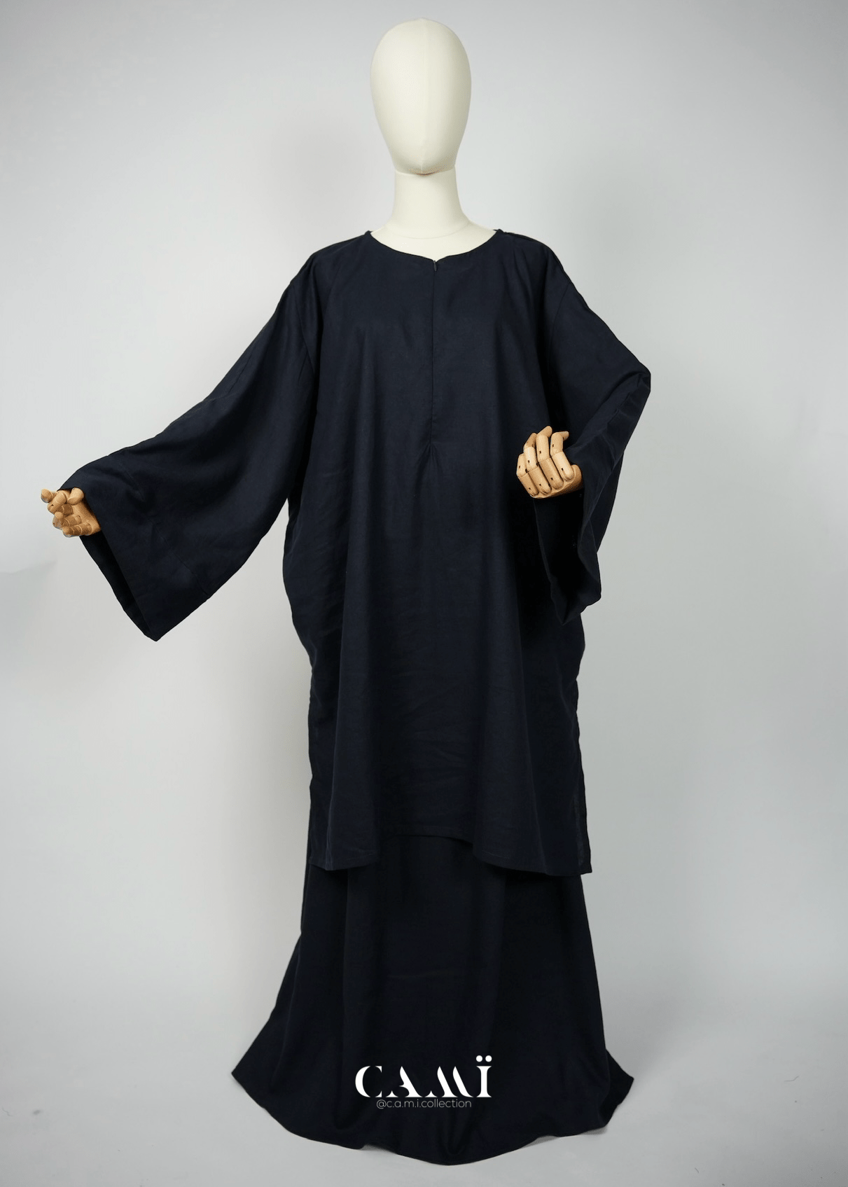 Leinen - Baumwolle Abaya Set dark navy - CAMÏ