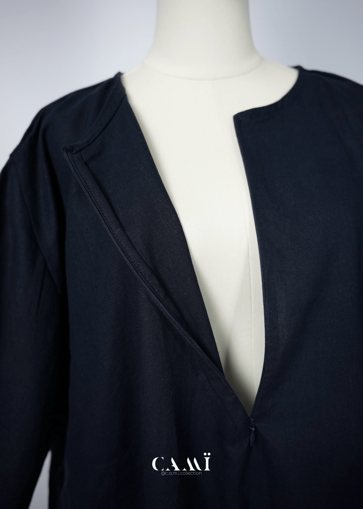 Leinen - Baumwolle Abaya Set dark navy - CAMÏ