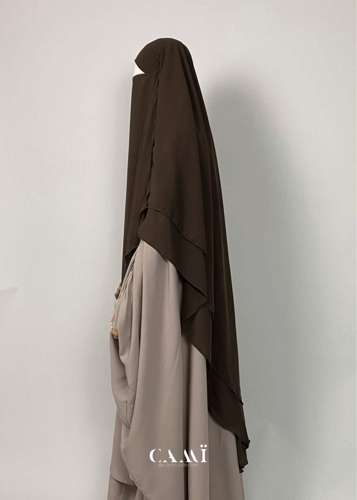 Zweilagiger Chiffon Khimar dark taupe - CAMÏ