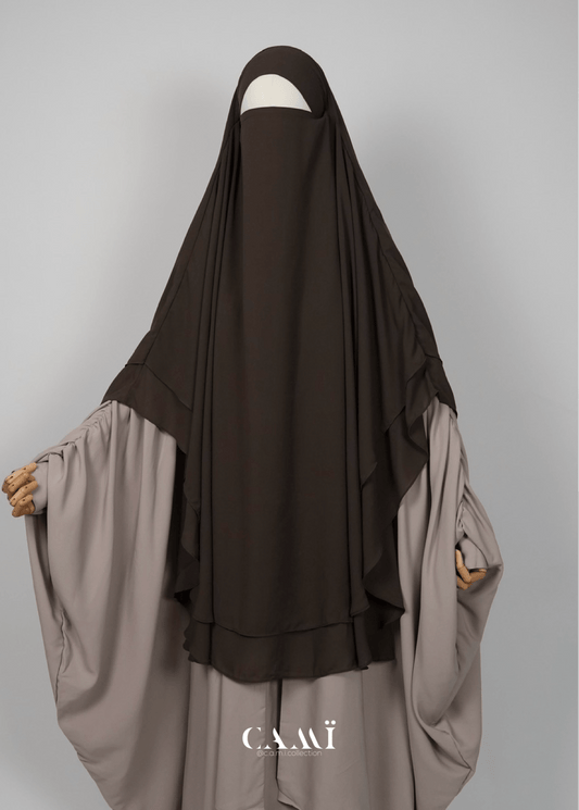 Zweilagiger Chiffon Khimar dark taupe - CAMÏ