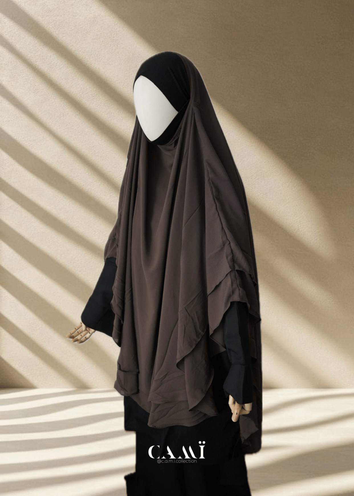 Zweilagiger Chiffon Khimar dark taupe - CAMÏ