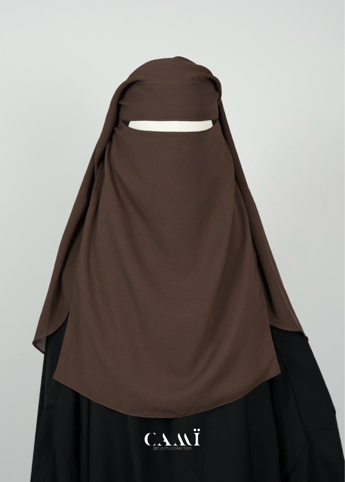 Zweilagiger Niqab mit rundem Schnitt dunkelbraun - CAMÏ