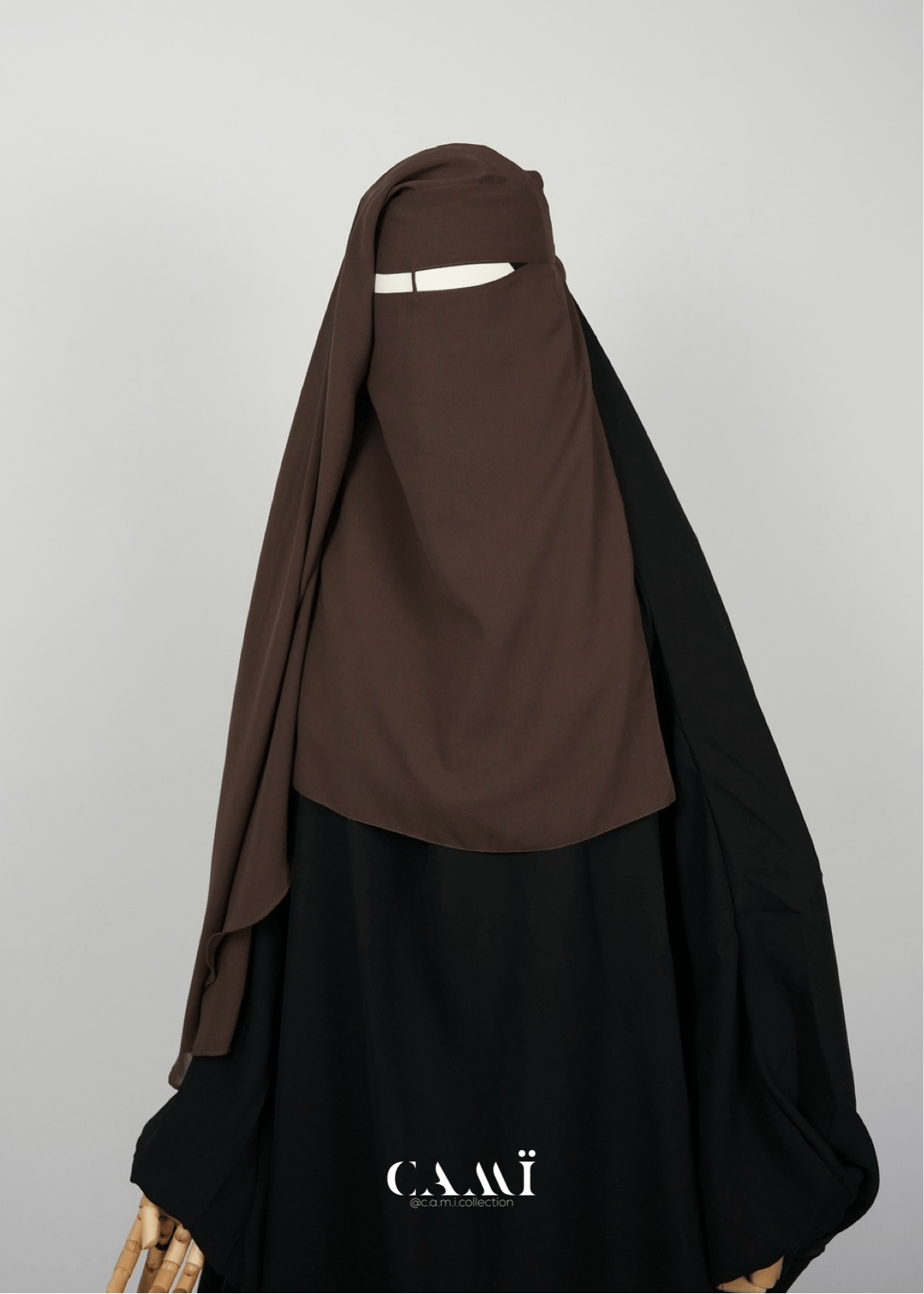 Zweilagiger Niqab mit rundem Schnitt dunkelbraun - CAMÏ