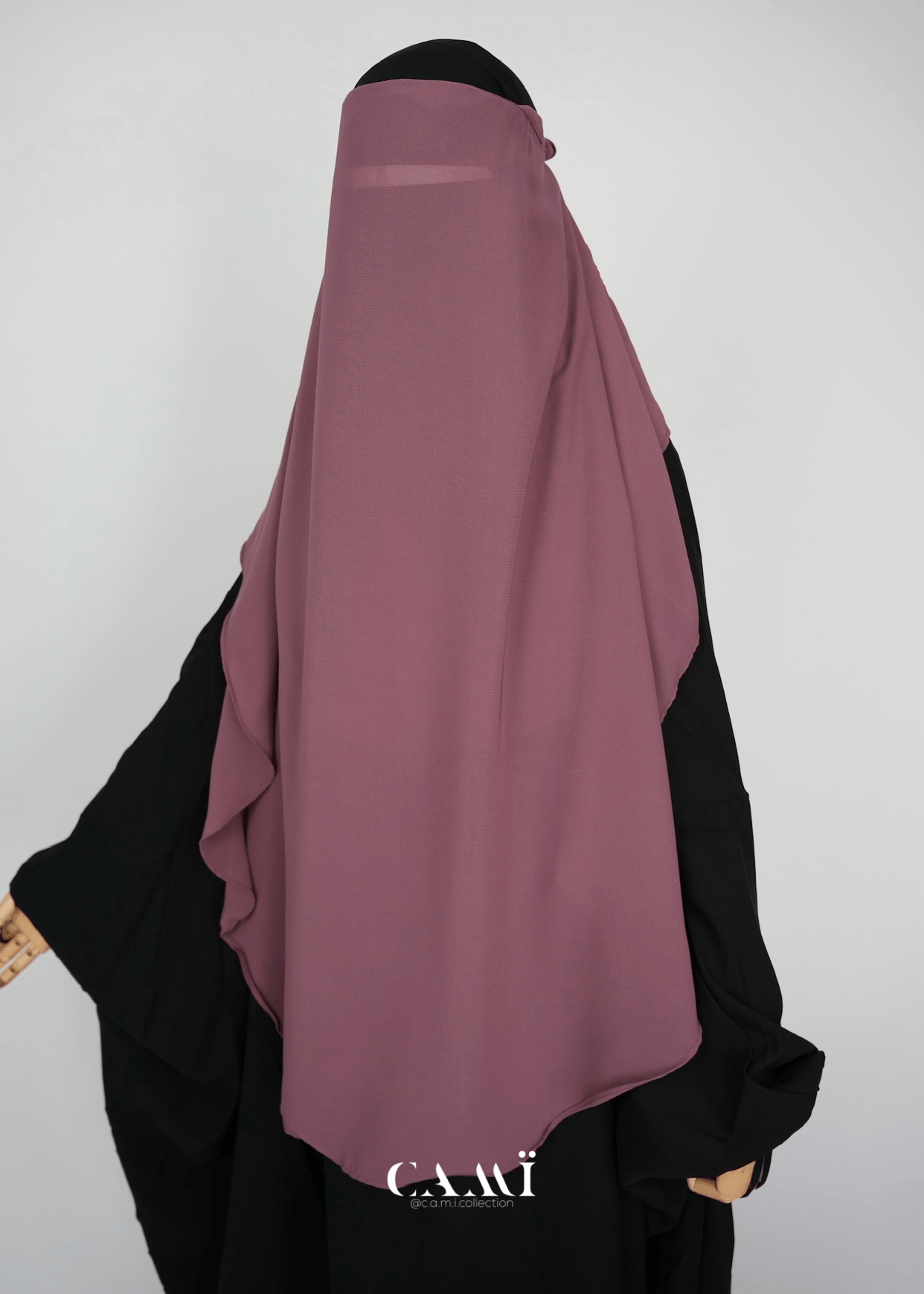 Zweilagiger Niqab mit rundem Schnitt mauve - CAMÏ