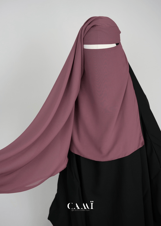 Zweilagiger Niqab mit rundem Schnitt mauve - CAMÏ